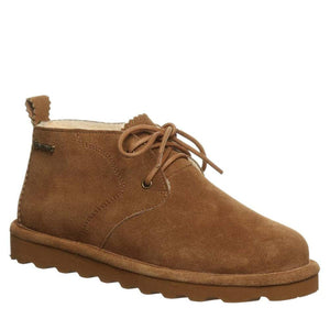 Bearpaw brown suede lace up ankle boot with shearling lining
