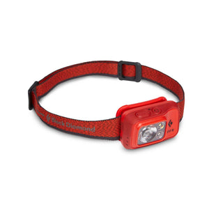 Black Diamond Spot-R headlamp with red casing and adjustable red and black elastic strap