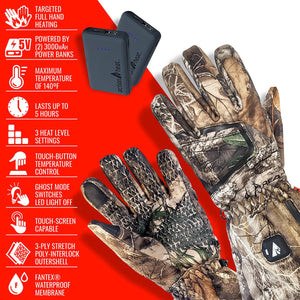 ActionHeat camo heated gloves with power banks and feature list