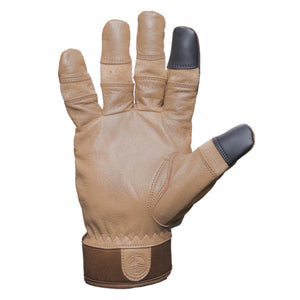 Glacier Glove tan leather glove with black index finger and thumb tips