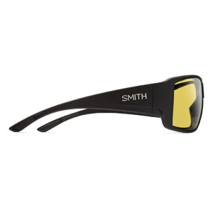 Smith sunglasses with black frames and yellow lenses viewed from the side