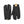 Hestra black three finger gloves with textured grip palms and tan leather pull tabs