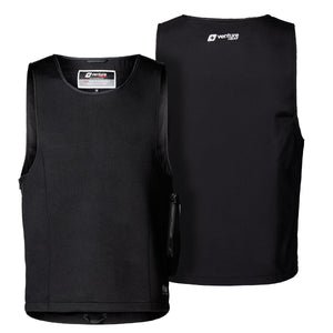 Front and back view of Venture Heat black sleeveless heated diving undersuit