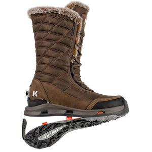 Korkers brown waterproof winter boot with faux fur lining and interchangeable sole