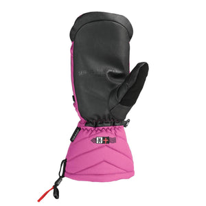 Seirus pink and black insulated winter mitten with adjustable wrist strap
