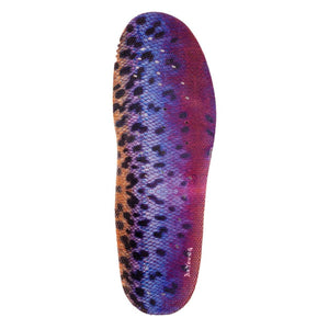 Korkers replacement insole with purple and orange fish scale pattern