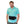 Man wearing a black lumbar support belt over a light blue polo shirt