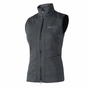 Lenz charcoal grey sleeveless zip up vest with high collar