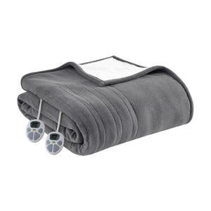 Serta grey heated electric blanket with two digital controllers
