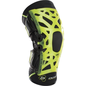 DonJoy black and neon yellow knee brace with lattice support structure