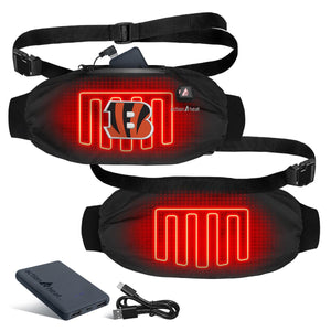 ActionHeat black heated waist muff with Cincinnati Bengals logo and battery pack