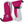 Hestra pink and grey three finger ski mittens with adjustable wrist straps