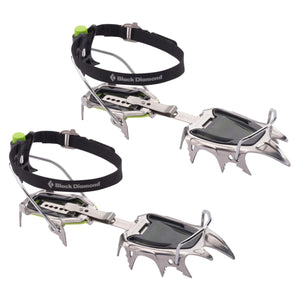 Black Diamond crampons with metal spikes and adjustable black straps