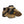 Tan work boots with black rubber ice cleats attached to the soles