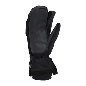 Kombi black three finger winter glove with textured palm and elastic wrist