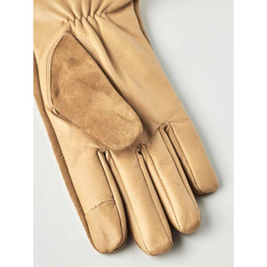 Tan leather glove with suede palm patch