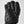Black leather winter glove with textured palm and fabric back