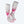 Pair of grey and pink knee high compression socks with side zipper