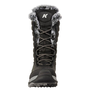 Korkers black lace up winter boot with faux fur trim