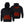 Mobile Warming black heated hoodie showing front and back views with glowing red heating elements