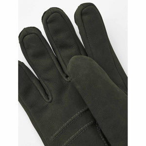 Hestra dark green leather glove close up