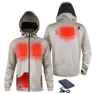 ActionHeat hooded jacket showing internal heating element placement and battery pack