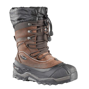 Baffin brown leather winter boot with black rubber sole and drawstring cuff