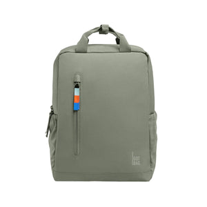 Got Bag sage green backpack with vertical front zipper pocket and top carry handles