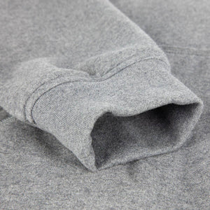 Close up of grey marl sweatshirt sleeve cuff