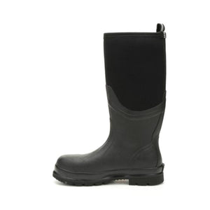 Black rubber and neoprene tall waterproof boot