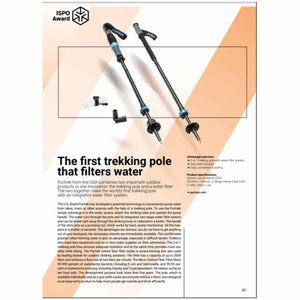 Purtrek trekking pole with integrated water filter system and accessories