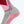 Close up of a grey pink and red athletic sock with ribbed texture and zigzag stitching