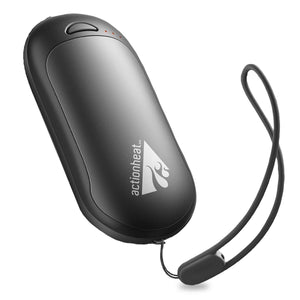 ActionHeat black rechargeable hand warmer with wrist strap