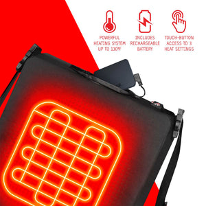 Heated seat cushion with rechargeable battery and three heat settings