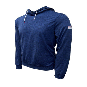 Volt Heat blue heathered long sleeve pullover hoodie with white drawstring