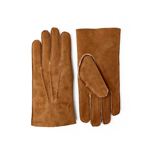 Hestra brown suede gloves with exposed seams
