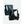 Nathan hydration vest in black with blue trim and two water flasks