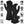 Pair of black heated gloves with feature icons detailing power, temperature control, heating zones, and battery life