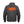 Back view of a grey Mobile Warming heated hoodie showing the glowing orange heating element