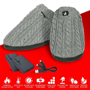 Open Box ActionHeat 5V Battery Heated Cable Knit Slippers
