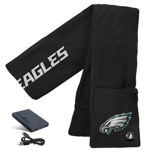 ActionHeat Philadelphia Eagles heated fleece scarf with battery pack and charging cable