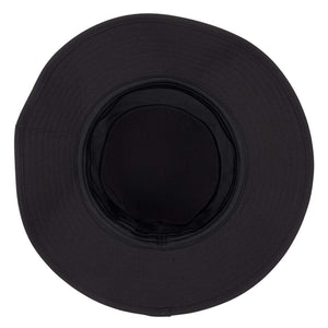 Top view of a black Chill-Its wide brim sun hat