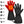 Black and red battery powered heated fleece gloves with feature list
