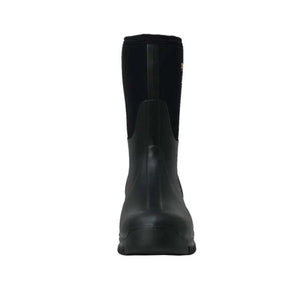 Black Bogs rubber boot viewed from the back
