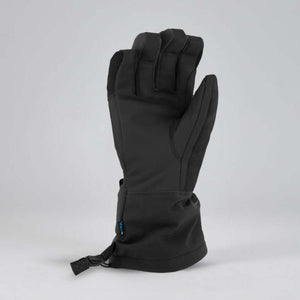 Black insulated winter glove with adjustable wrist strap