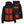 Black heated jacket showing front and back heating element zones in orange