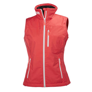 Helly Hansen red sleeveless vest with white zipper and collar logo