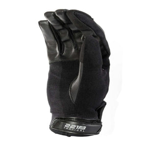 Black 221B Tactical glove with leather fingers and textured fabric back