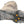 Black rubber ice cleats with orange studs attached to the sole of a hiking boot