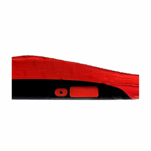 Glovii heated insole side profile showing red and black material with control button